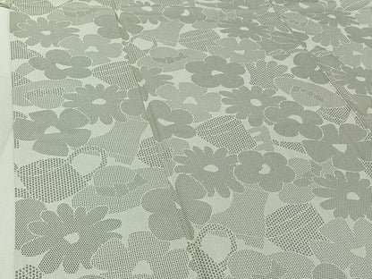 平和屋着物▽お召 単衣 100亀甲 舞花文 正絹 逸品 AABG0993jh