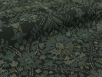 平和屋着物▽本場大島紬 単衣 正倉院花文 黒地 正絹 逸品 AABG0995jh
