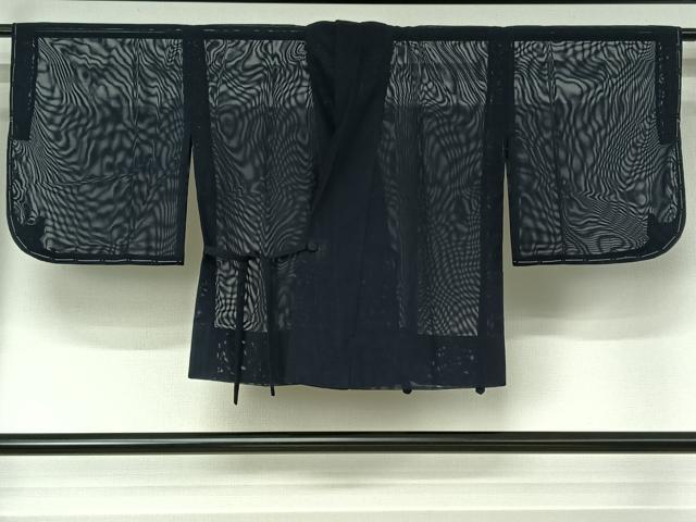 平和屋着物▽道中着 スリーシーズン 春夏秋 塵除け 濃藍色 正絹 逸品 AABG0998jh
