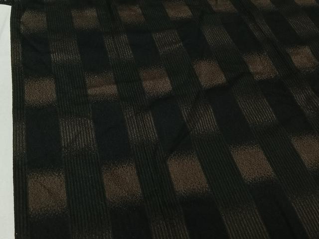 平和屋着物▽お召 単衣 縞 黒地 正絹 逸品 AABG1000jh