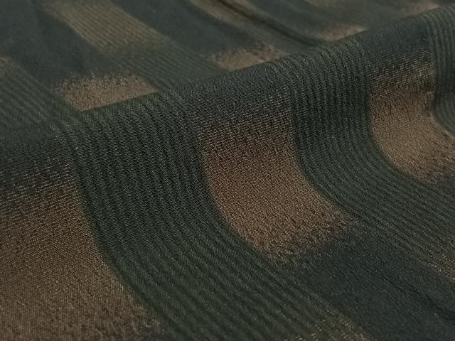 平和屋着物▽お召 単衣 縞 黒地 正絹 逸品 AABG1000jh
