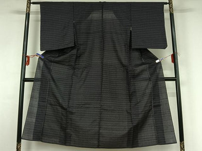 平和屋着物▽上質な紬 単衣 十字絣 正絹 逸品 AABG1002jh