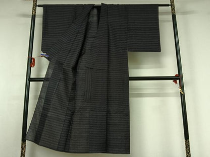 平和屋着物▽上質な紬 単衣 十字絣 正絹 逸品 AABG1002jh