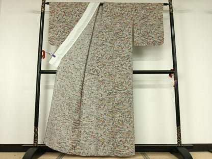 平和屋着物▽上質な小紋 単衣 型染め 松竹梅 正絹 逸品 AABG1008jh