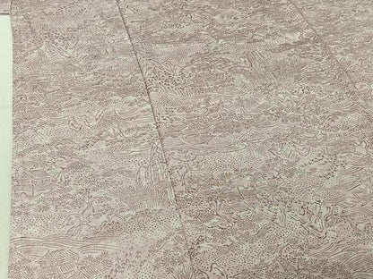 平和屋着物▽上質な小紋 単衣 お召地 流水風景文 正絹 逸品 AABG1010jh