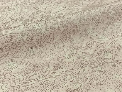平和屋着物▽上質な小紋 単衣 お召地 流水風景文 正絹 逸品 AABG1010jh