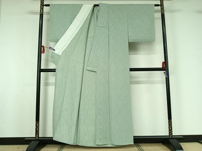 平和屋着物▽上質な小紋 単衣 変わり縞 正絹 逸品 AABG1011jh