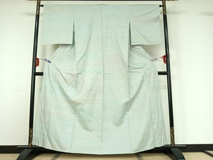 平和屋着物▽紅花紬 米沢 単衣 横段文 正絹 逸品 AABG1012jh