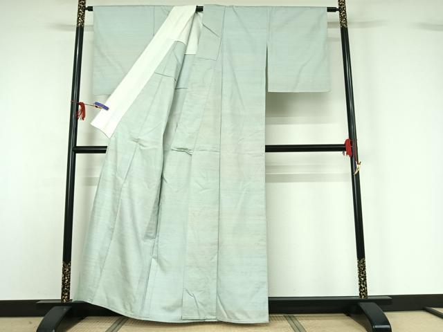 平和屋着物▽紅花紬 米沢 単衣 横段文 正絹 逸品 AABG1012jh