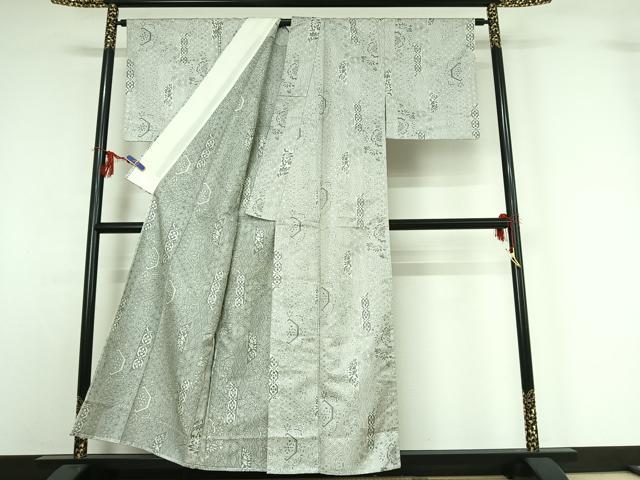 平和屋着物▽お召 単衣 正倉院花文 正絹 逸品 AABG1014jh