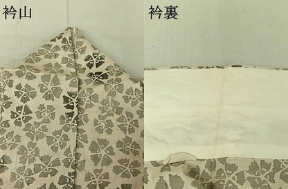 平和屋着物▽生紬 単衣 舞花文 正絹 逸品 AABG1015jh