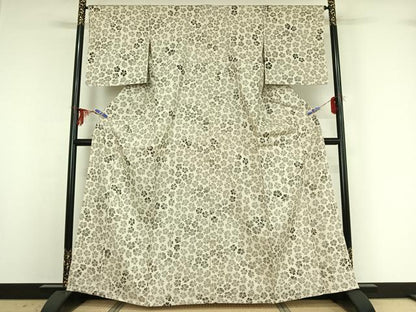 平和屋着物▽生紬 単衣 舞花文 正絹 逸品 AABG1015jh