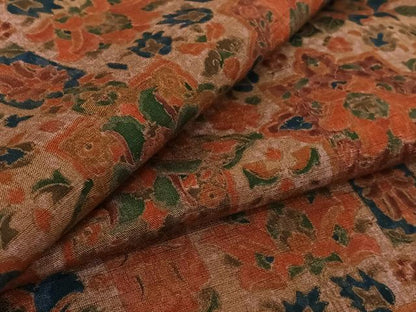 平和屋着物▽上質な紬 単衣 草花文 正絹 逸品 未使用 AABG1020jh