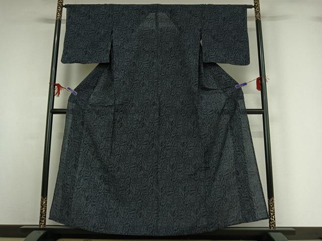 平和屋着物▽お召 単衣 南天文 正絹 逸品 AABG1023jh