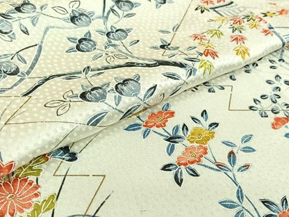 平和屋着物▽上質な小紋　単衣　花籬文　正絹　逸品　AABG1025jh