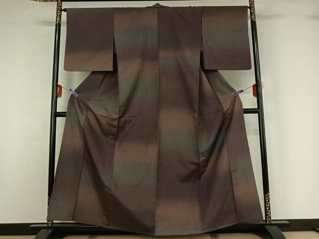 平和屋着物▽上質な紬 単衣 霞文 暈し染め 正絹 逸品 未使用 AABG1029jh
