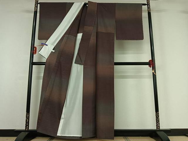 平和屋着物▽上質な紬 単衣 霞文 暈し染め 正絹 逸品 未使用 AABG1029jh