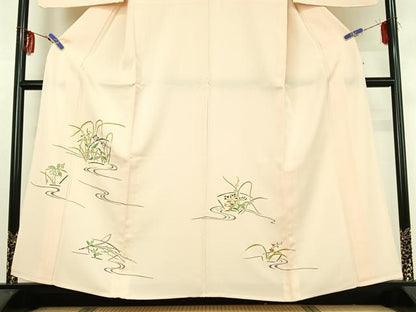 平和屋着物▽訪問着 単衣 地紙流水花文 金彩 正絹 逸品 AABG1030jh