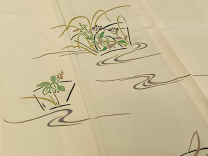 平和屋着物▽訪問着 単衣 地紙流水花文 金彩 正絹 逸品 AABG1030jh