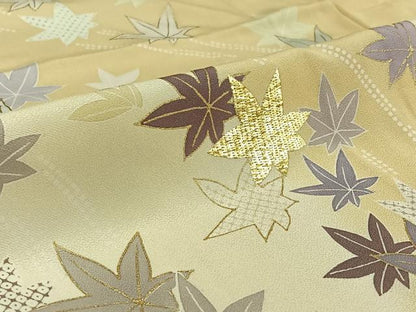 平和屋着物▽訪問着 単衣 駒刺繍 舞葉文 暈し染め 金彩 正絹 逸品 AABG1031jh