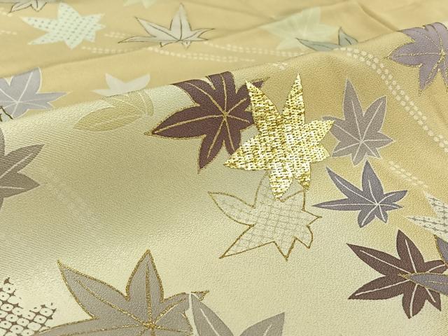平和屋着物▽訪問着 単衣 駒刺繍 舞葉文 暈し染め 金彩 正絹 逸品 AABG1031jh