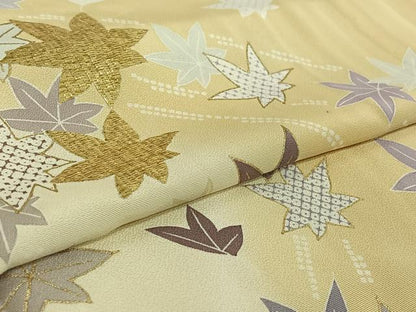 平和屋着物▽訪問着 単衣 駒刺繍 舞葉文 暈し染め 金彩 正絹 逸品 AABG1031jh