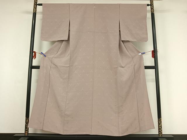 平和屋着物▽上質な色無地 単衣 毘沙門亀甲地紋 鴇鼠色 正絹 逸品 AABG1033jh