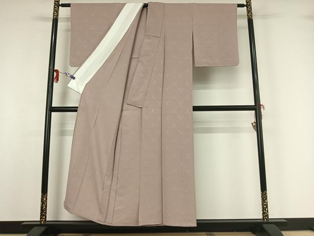 平和屋着物▽上質な色無地 単衣 毘沙門亀甲地紋 鴇鼠色 正絹 逸品 AABG1033jh