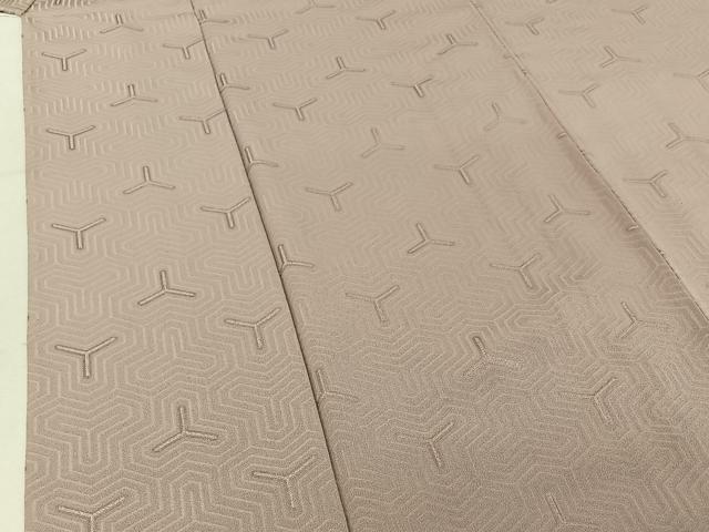 平和屋着物▽上質な色無地 単衣 毘沙門亀甲地紋 鴇鼠色 正絹 逸品 AABG1033jh