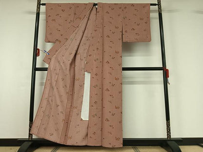 平和屋着物▽小紋 単衣 草花文 洗える着物 AABG1036jh