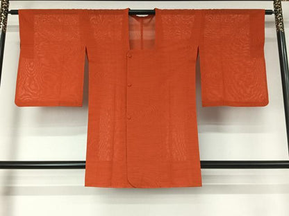 平和屋着物▽道行コート スリーシーズン 春夏秋 塵除け 流水地紋 丹色 正絹 逸品 AABG1037jh