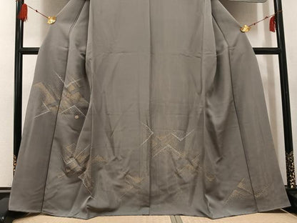平和屋着物●訪問着 刺繍 色紙散らし 金彩 金通し地 正絹 逸品 未使用 AABG1043ph