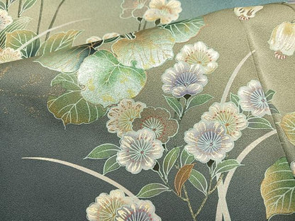 平和屋着物●訪問着 草花文 暈し染め 金彩 さが美扱い 正絹 逸品 AABG1046ph