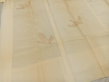 平和屋着物●長襦袢　無双仕立て　中国三大刺繍　スワトウ刺繍　汕頭刺繍　群れ鶴文　やまと誂製　正絹　逸品　AABG1047ph