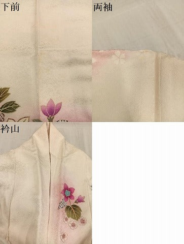 平和屋着物●豪華振袖 駒刺繍 草花文 暈し染め 金彩 正絹 逸品 AABG1049ph
