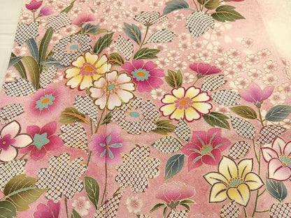 平和屋着物●豪華振袖 駒刺繍 草花文 暈し染め 金彩 正絹 逸品 AABG1049ph