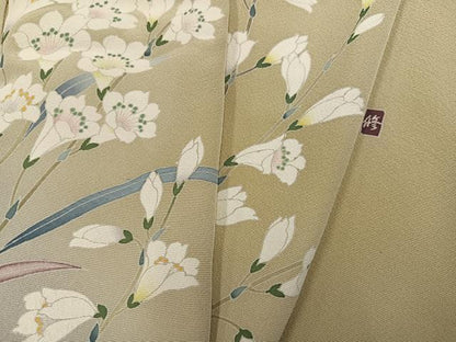 平和屋着物●訪問着 友禅 作家物 枝花文 暈し染め 正絹 逸品 AABG1050ph
