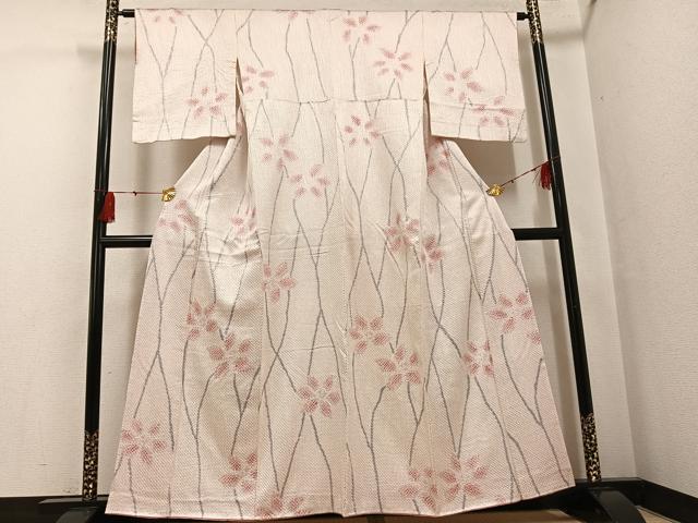 平和屋着物●上質な小紋 総絞り 花尽くし 正絹 逸品 AABG1053ph