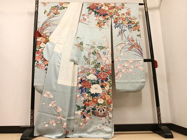 平和屋着物●豪華振袖 友禅 花車文 正絹 逸品 AABG1054ph