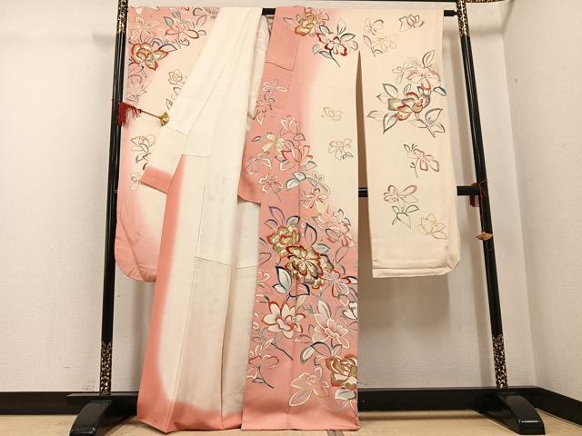 平和屋着物●創業460年・千總 振袖 友禅 駒刺繍 舞花文 暈し染め 正絹 逸品 AABG1055ph
