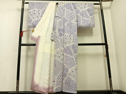 平和屋着物●上質な小紋　総絞り　花尽くし　正絹　逸品　AABG1056ph