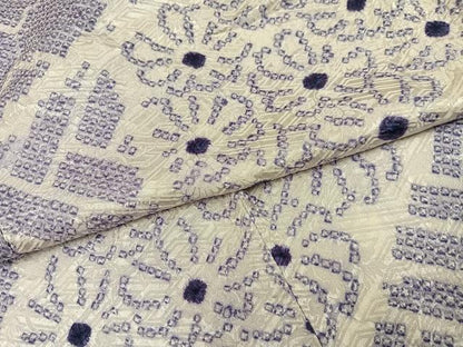 平和屋着物●上質な小紋　総絞り　花尽くし　正絹　逸品　AABG1056ph