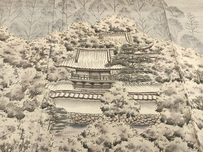 平和屋着物●本場大島紬 訪問着 作家物 手描き 飛鳥寺 正絹 逸品 未使用 AABG1057ph