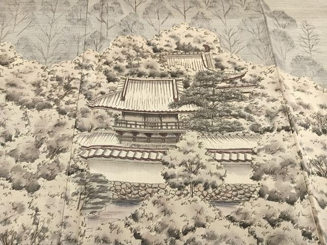 平和屋着物●本場大島紬 訪問着 作家物 手描き 飛鳥寺 正絹 逸品 未使用 AABG1057ph