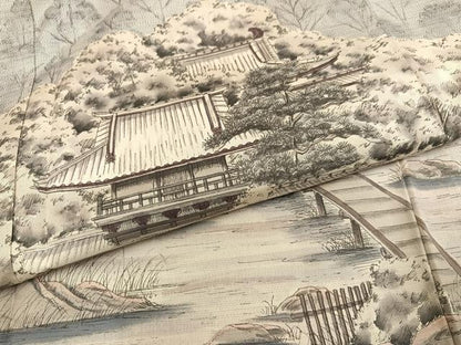 平和屋着物●本場大島紬 訪問着 作家物 手描き 飛鳥寺 正絹 逸品 未使用 AABG1057ph