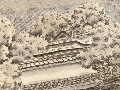 平和屋着物●本場大島紬 訪問着 作家物 手描き 飛鳥寺 正絹 逸品 未使用 AABG1057ph