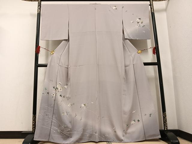 平和屋着物●訪問着　友禅　螺鈿　枝花文　暈し染め　正絹　逸品　AABG1060ph