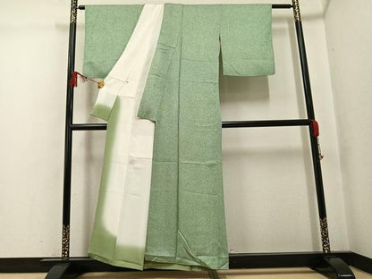 平和屋着物●名門 藤娘きぬたや・杢目絞り 小紋 霞文 正絹 逸品 AABG1064ph