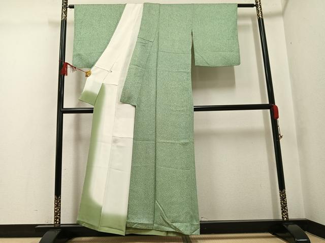 平和屋着物●名門 藤娘きぬたや・杢目絞り 小紋 霞文 正絹 逸品 AABG1064ph