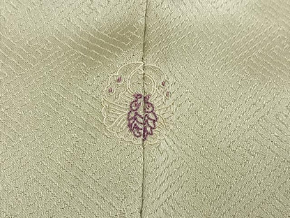 平和屋着物●訪問着　刺繍　群れ鶴地紙草花文　貝紫　暈し染め　金彩　正絹　逸品　AABG1068ph